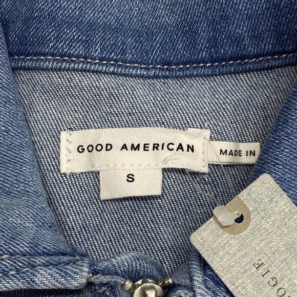 Good American Women’s Fit For Success Short-Sleeve Button-Up Jumpsuit  Blue – SP - Picture 5 of 8